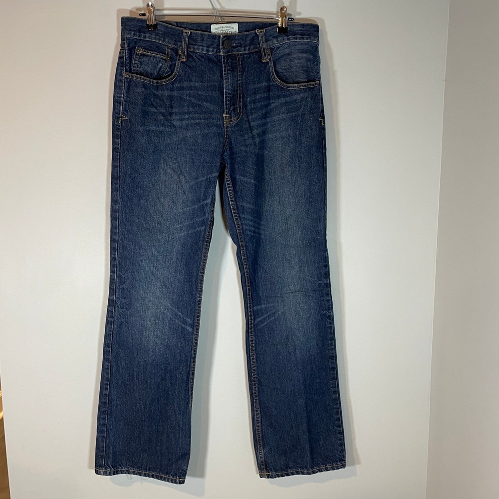 Aeropostale Driggs Slim Bootcut Mens Jeans Dark Wash 32x32 Cotton Denim Pants